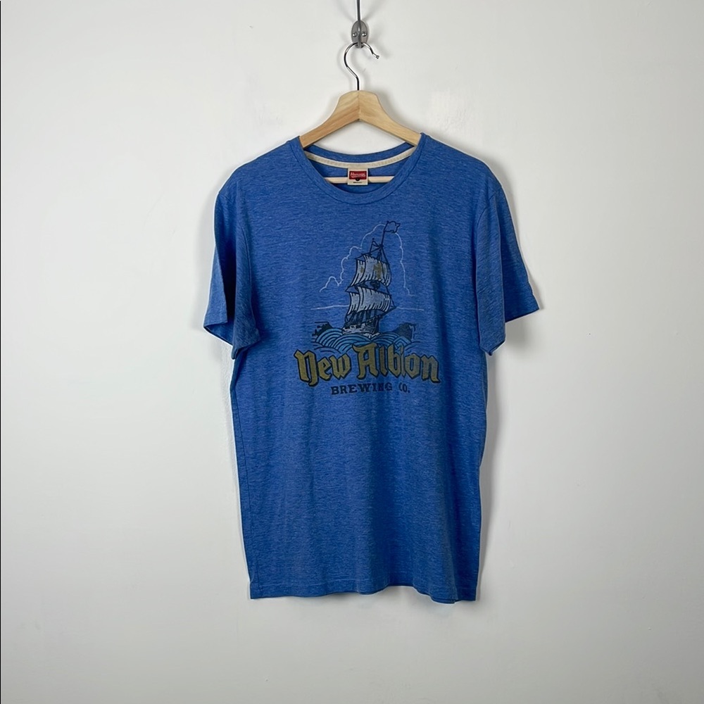 Homage Adult S Blue Ohio Graphic Pullover Lightweight Made In USA Casual T-Shirt